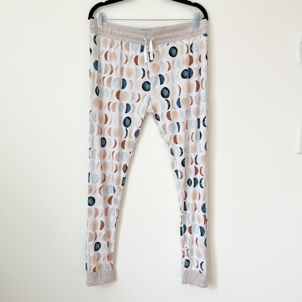 Little Sleepies Luna Neutral Bamboo Jogger Pajama Pant‎ Womens Medium Moon